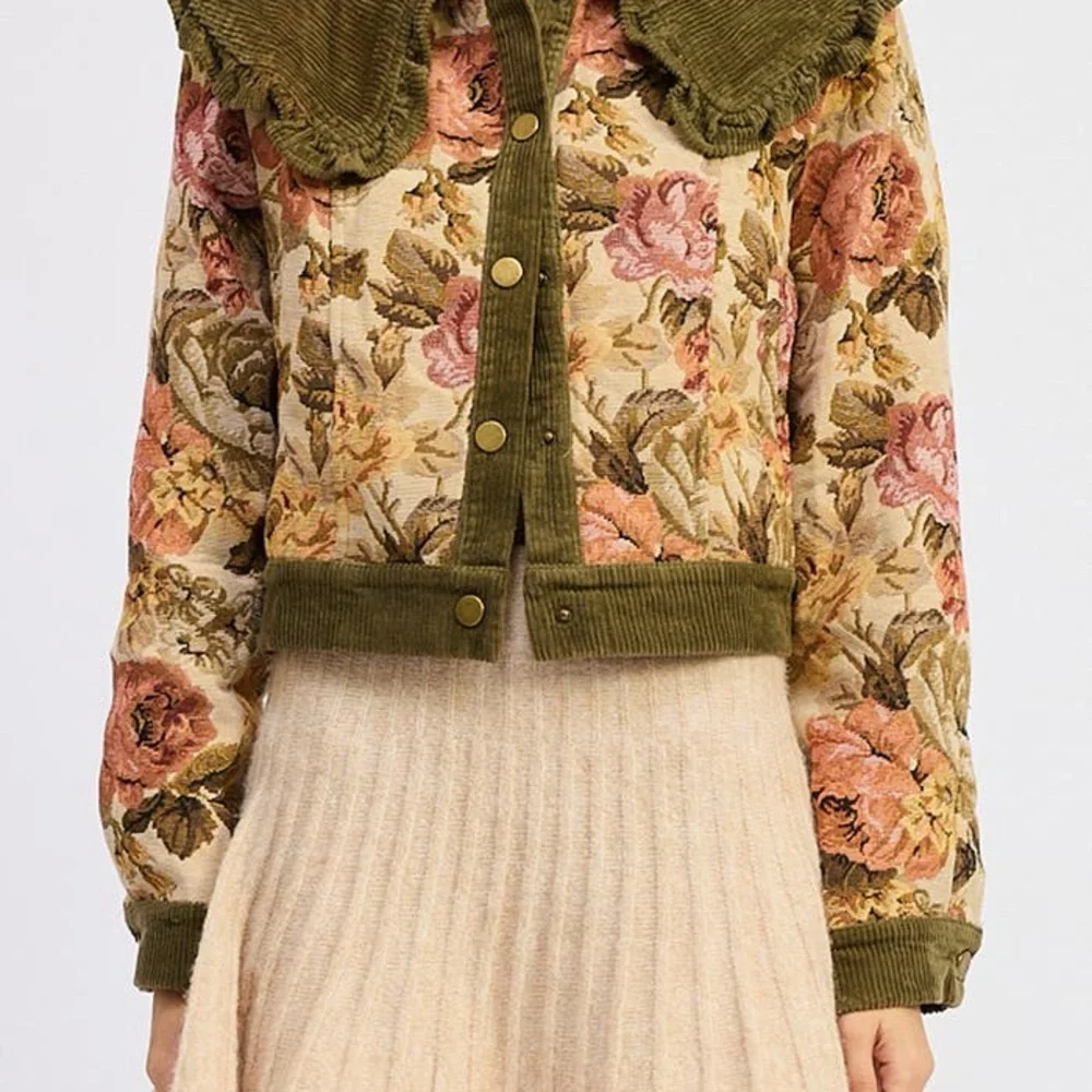 Vintage Style Jacquie The Label Floral Corduroy Women's Jacket - Picture 10 of 15